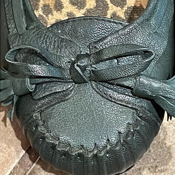 SOLD Gianni Bini Leighton Green Leather Flats Shoes Womens Size 8 Moc Toe - Picture 13 of 16